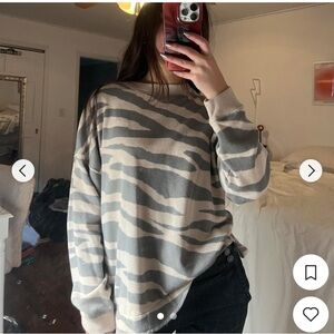 Aerie Gray and Cream Zebra Print Oversized Top